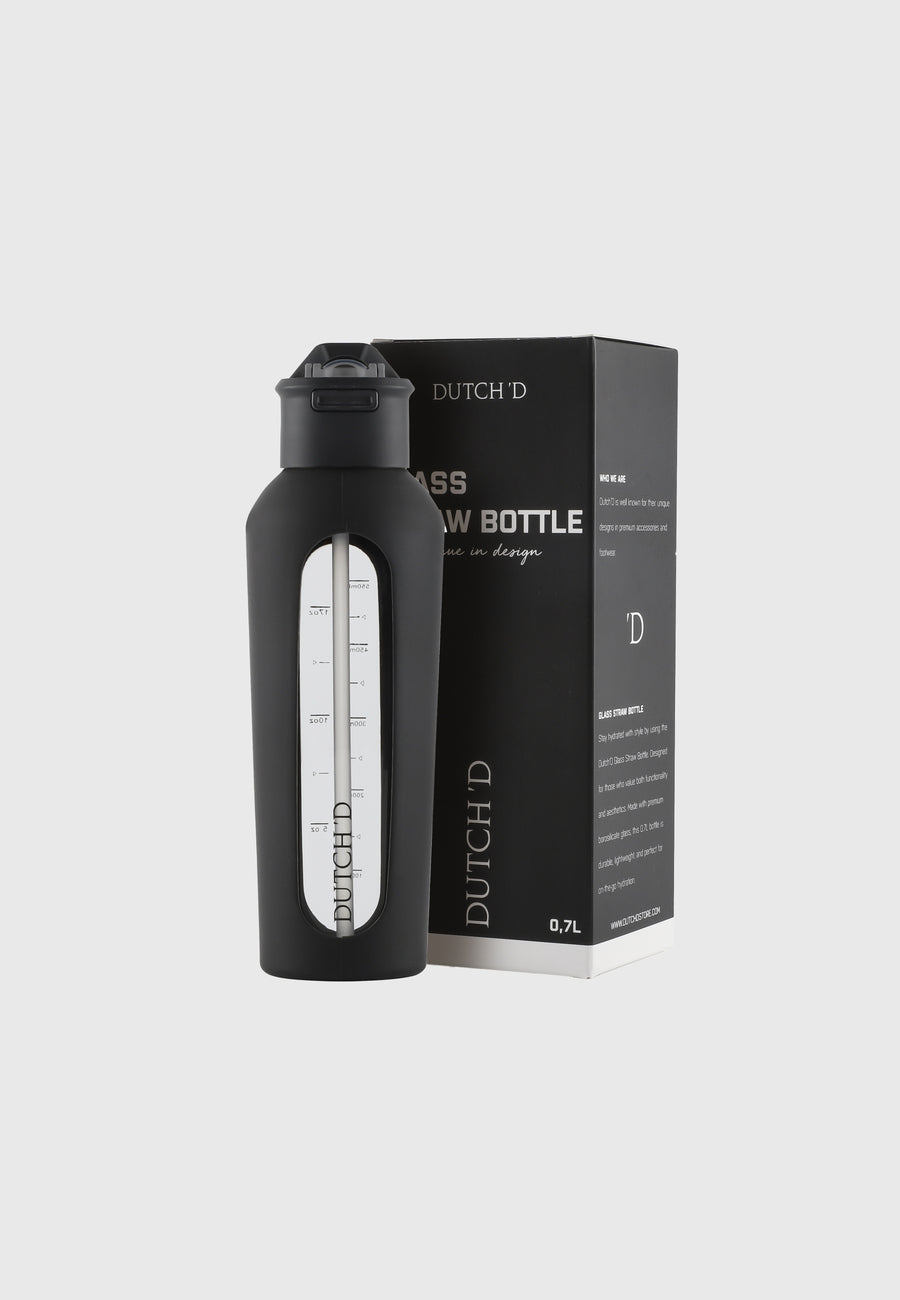 Glass Straw Bottle Black